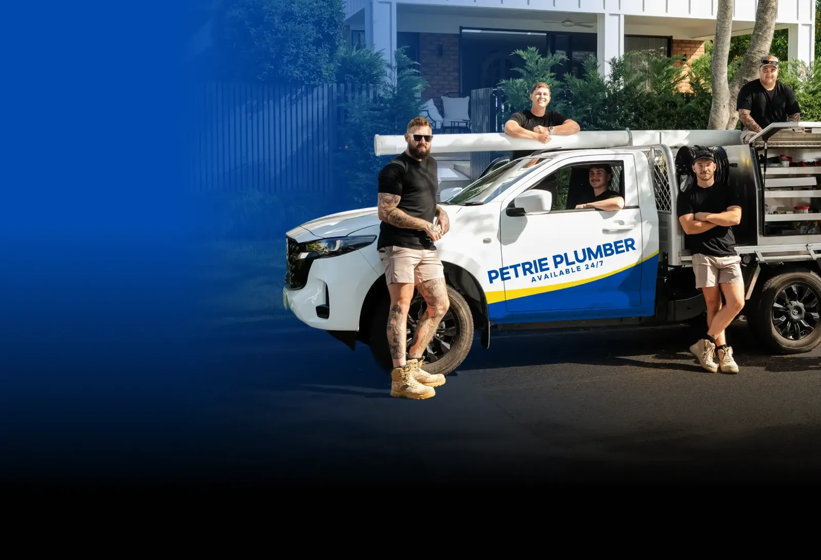 Petrie Plumber team with the ute